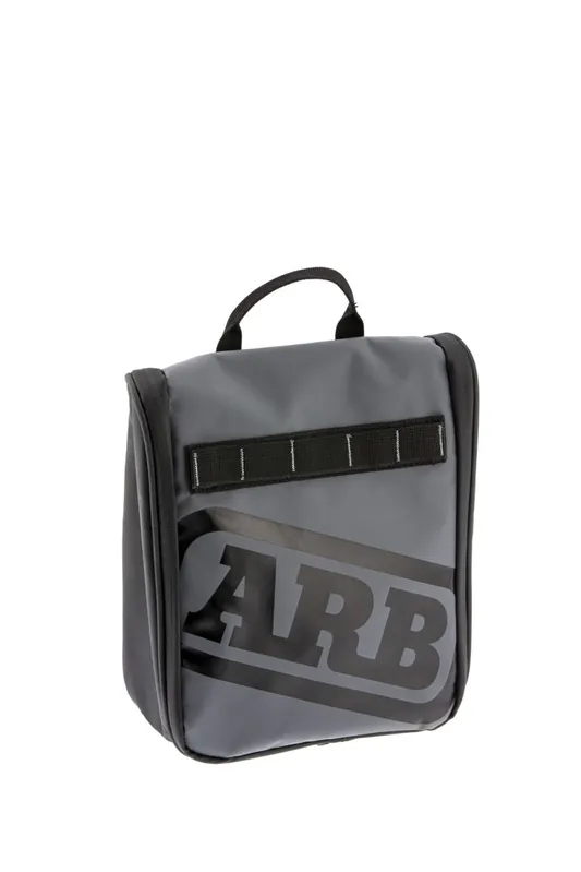 Buy Online ARB Toiletries Bag Charcoal Finish w/ Red Highlights PVC Outer Shell Mesh Pockets Mirror