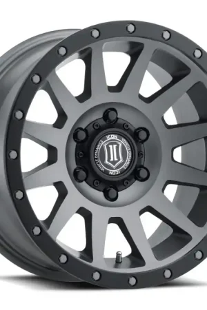 ICON Compression 18x9 5x5 -12mm Offset 4.5in BS Titanium Wheel Money Back Guarantee