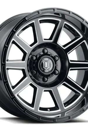 Same Day Shipping ICON Recoil 20x10 6x5.5 -24mm Offset 4.5in BS Gloss Black Milled Spokes Wheel