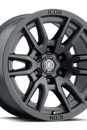 ICON Vector 6 17x8.5 6x120 0mm Offset 4.75in BS 67mm Bore Satin Black Wheel Big Sale
