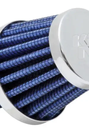 K&N 2in Base OD x .375in Flange ID x 1.75in H Rubber Base Crankcase Vent Filter - Blue Exclusive