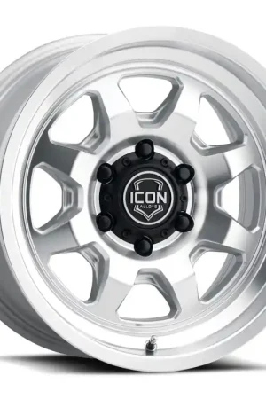 ICON Nuevo 17 X 8.5 5 X 5 6mm Offset 4.5in BS Silver Machined Same Day Shipping