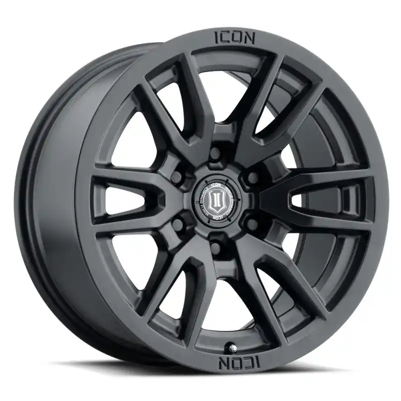 ICON Vector 6 17x8.5 6x5.5 0mm Offset 4.75in BS 106.1mm Bore Satin Black Wheel While Supplies Last