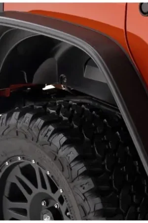 Bushwacker 07-18 Jeep Wrangler Unlimited Flat Style Flares 2pc 4-Door Sport Utility Only - Black One Day Deal