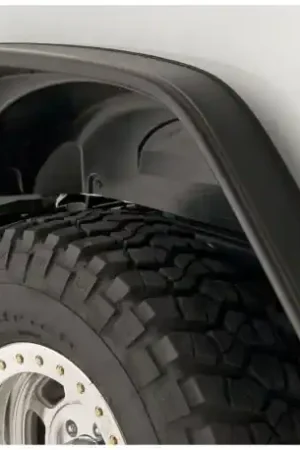 Bushwacker 07-18 Jeep Wrangler Flat Style Flares 2pc Fits 2-Door Sport Utility Only - Black Same Day Shipping