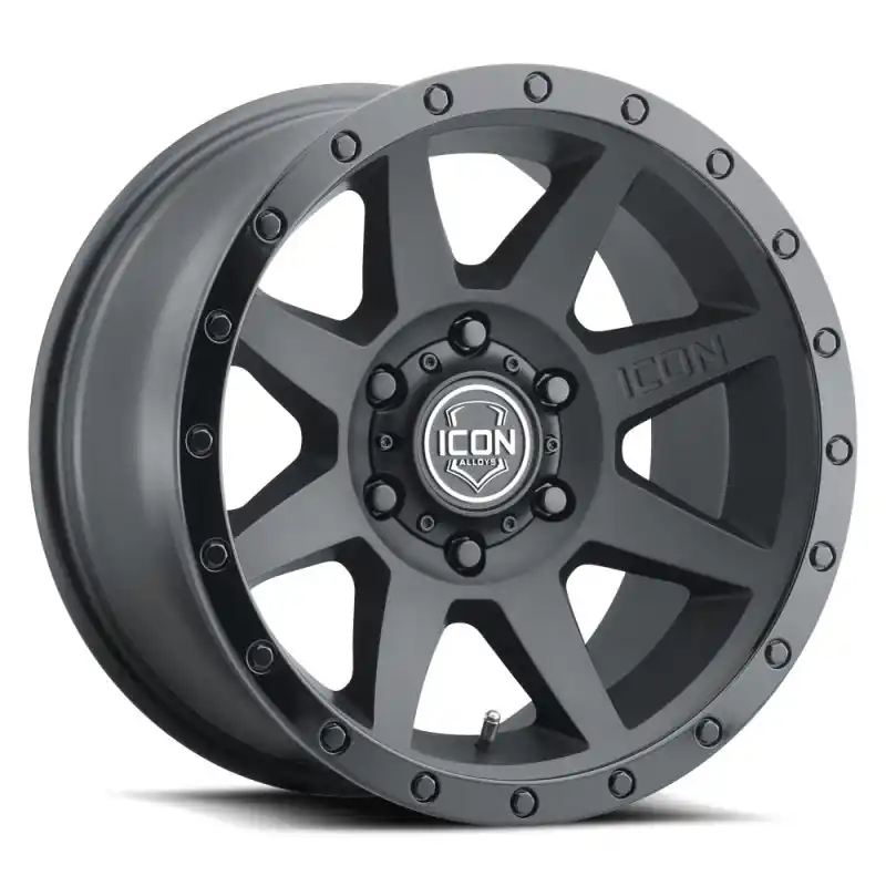 ICON Rebound 17x8.5 6x5.5 0mm Offset 4.75in BS 106.1mm Bore Double Black Wheel Authentic