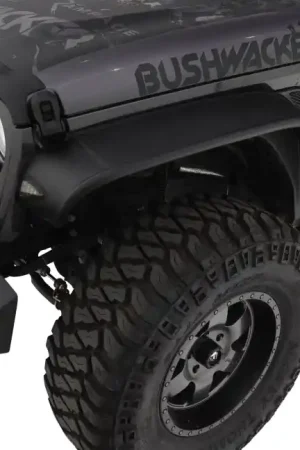 Factory Price Bushwacker18-22 Jeep Wrangler JL 2/4 Door Front Flat Style Flares 2pc - Black