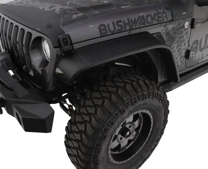 Factory Price Bushwacker18-22 Jeep Wrangler JL 2/4 Door Front Flat Style Flares 2pc - Black