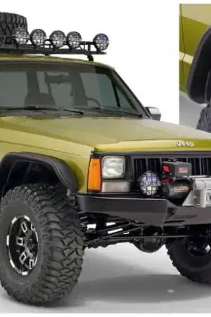 Bushwacker 84-01 Jeep Cherokee Flat Style Flares 4pc - Black Top Pick