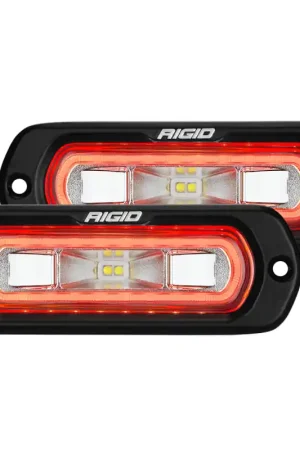 Free Returns Rigid Industries SR-L Series Flush Mount LED Spreader Pair w/ Red Halo - Universal