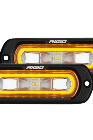 Rigid Industries SR-L Series Flush Mount LED Spreader Pair w/ Amber Halo - Universal Same Day Shipping