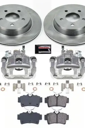 PowerStop OE Replacement Brake Rotor, Pad and Caliper Kit; Rear Crafted