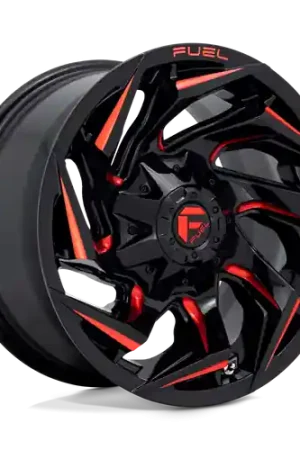 Fuel 1PC D755 REACTION 8X170 18X9 -12 GLOSS BLACK MILLED WITH RED TINT New Release