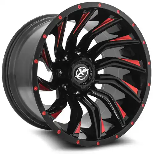 XF Off-Road XF-224 6x135/6x139.7 20x9 +0 Gloss Black & Red Milled Mega Sale