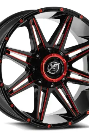 XF Off-Road XF-220 5x127/5x139.7 20x9 +12 Gloss Black & Red Milled Super Sale