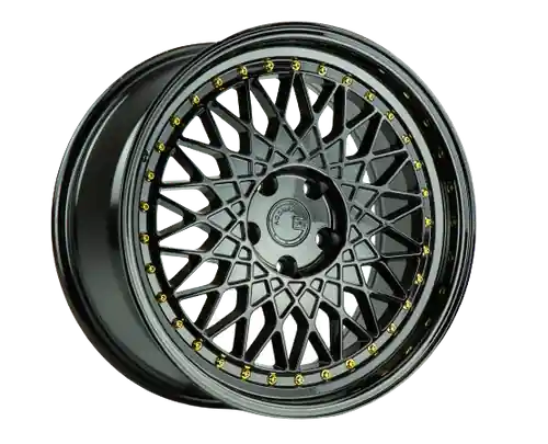 Best Seller Aodhan AH05 4x100 / 4x114.3 15x8+20 Gloss Black W /Gold Rivets