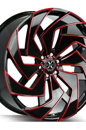 Xcess X04 5x120 22x9 +35 Gloss Black Candy Red Milled Place Order