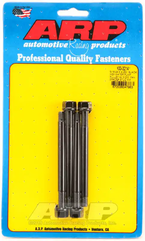 ARP 5/16-24 X 4.250 Black Hex Water Pump Pulley w/ 3.000in Fan Spacer— PMD Premier Motoring Development Weekend Sale