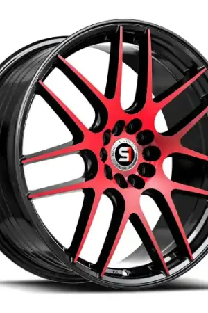 Crafted Spec-1 SP-65 5x112/5x114.3 17x8 +42 Gloss Black & Red Machined