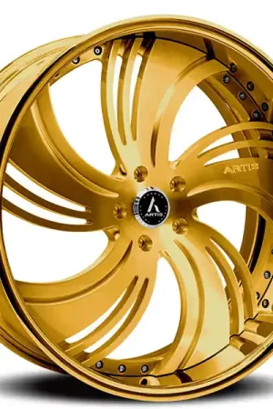 Super Sale 21" Artis Forged Wheels Avenue Brushed Gold Face with Gold over Chrome Lip Rims