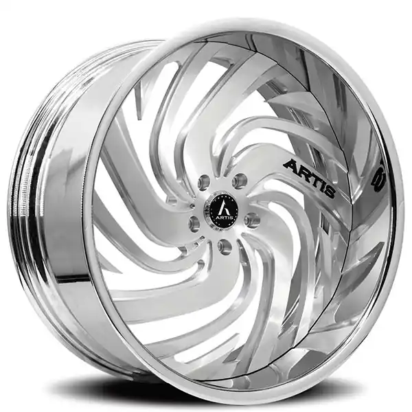 26" Artis Forged Wheels Fillmore Brushed Silver Face with Chrome Lip Rims Popular