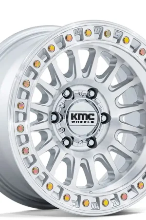 Hot Picks 18" KMC Wheels KM552 IMS Gloss Silver with Machined Face Off-Road Rims