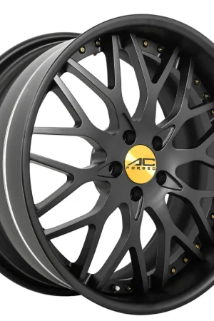 20" AC Forged Wheels ACF701 Matte Black with Gold Center Cap and Hardware Three Piece Rims Top Rated