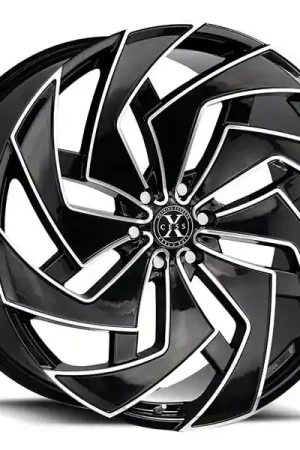 22" Xcess Wheels X04 Gloss Black Milled Edge Rims Professional Grade