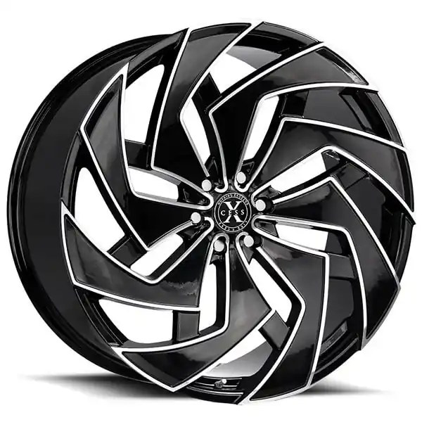 22" Xcess Wheels X04 Gloss Black Milled Edge Rims Professional Grade