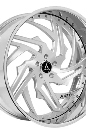 Cheap 24" Artis Forged Wheels Skeletor Brushed Silver Face with Chrome Lip Rims