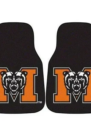 Wholesale Carpet Front Floor Mats with Mercer University Logo; Black