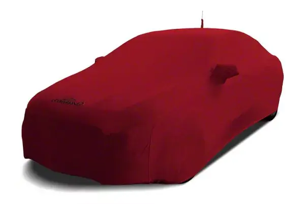 Authentic Coverking Satin Stretch Indoor Car Cover with Rear Roof Antenna Pocket; Pure Red