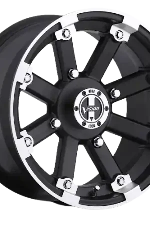 Vision ATV 393 Lock Out 4x115 14x7+2 Matte Black Machined Lip Bargain