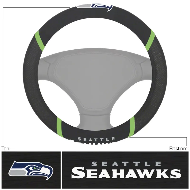 Best Seller Steering Wheel Cover with Seattle Seahawks Logo; Black