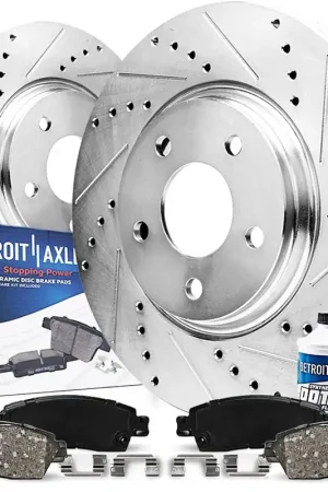 Special Discount 6pc Rear Drilled Slotted Rotors and Ceramic Brake Pads Kit