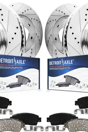 8pc Front & Rear Drilled Slotted Rotors and Ceramic Brake Pads Kit Top Pick