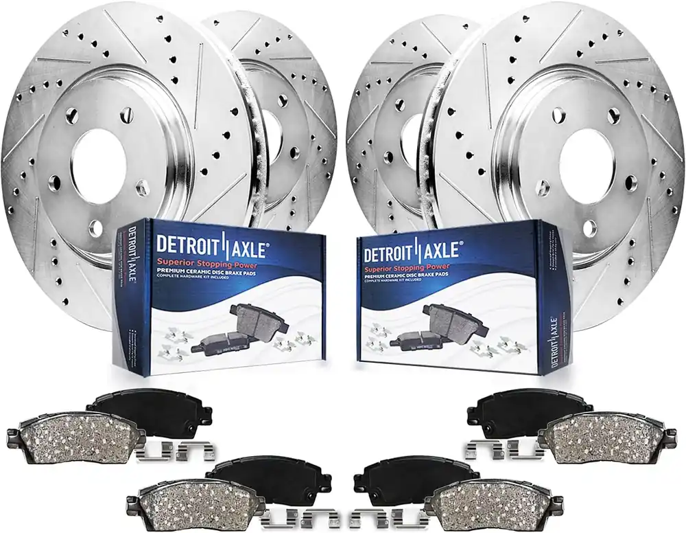 8pc Front & Rear Drilled Slotted Rotors and Ceramic Brake Pads Kit Top Pick