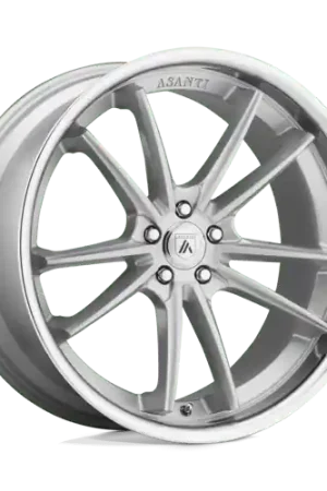 Popular Asanti Black ABL-23 SIGMA 5X112 22X10.5 +35 BRUSHED SILVER W/ CHROME LIP