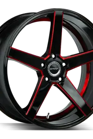 Strada Perfetto 5x108 18x8 +40 Gloss Black Candy Red Milled Low Price