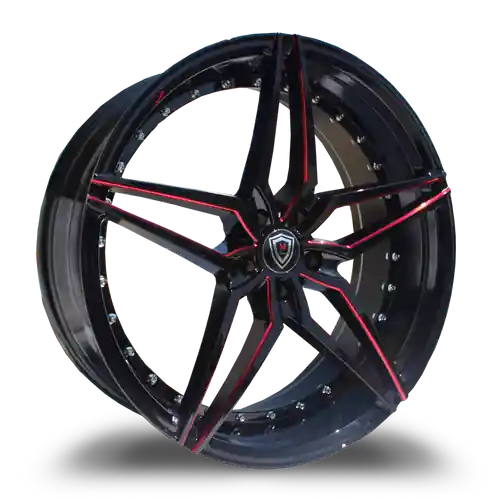 MARQUEE WHEELS M3259 5x114.3 19x8.5+33 BLACK / RED MILLING Fast Shipping