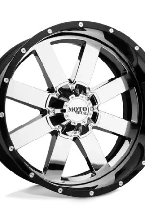 Moto Metal MO200 5X127/5X139.7 22X12 -44 CHROME CENTER GLOSS BLACK MILLED LIP Fresh Stock