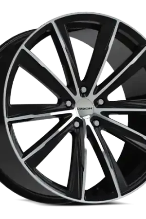 Hassle-Free Returns Vision Street-Designs 471 Splinter 5x120 22x10.5+38 Gloss Black Machined Face
