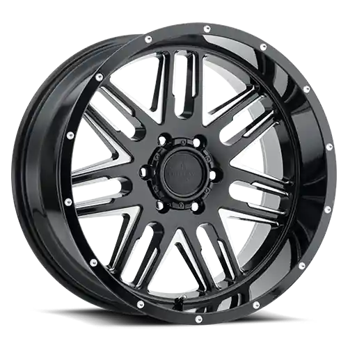 American Outlaw 12 Gauge Wheel 20x9 6x135 Gloss Black Milled 10mm Exclusive Offer
