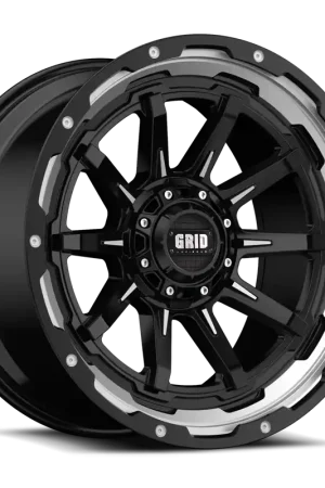 Grid Gd17 Wheel 20x10 6x135 & 6x139.7 Gloss Black Milled -25mm Deal