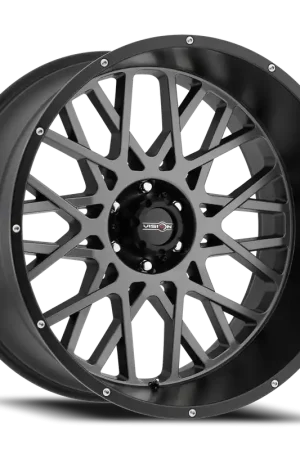 Buy Online Vision Rocker 412 Wheel 24x12 5x127 Anthracite With Satin Black Lip -51mm - MINIMUM PURCHASE OF 4 WHEELS