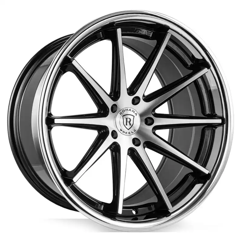 Rohana Rfc10 Wheel 20x9 5x108 Machine Black w/ Chrome Lip 40mm - FREE T-SHIRT INCLUDED! Exclusive