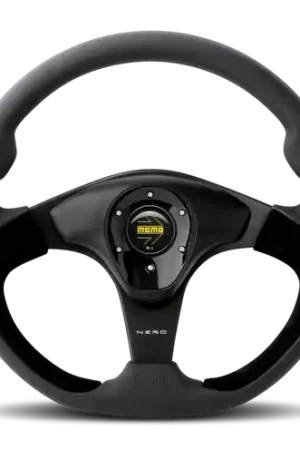 Momo Nero Steering Wheel 350 mm - Black Leather/Suede/Black Spokes Money Back Guarantee