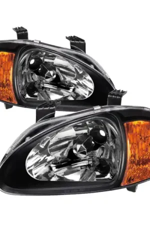 Mega Sale xTune Honda Del Sol 93-97 1Pc Amber Crystal Headlights Black HD-ON-HDEL93-1P-AM-BK