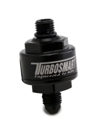 Turbosmart Billet Turbo Oil Feed Filter w/ 44 Micron Pleated Disc AN-4 Male to AN-4 ORB- Black In Demand