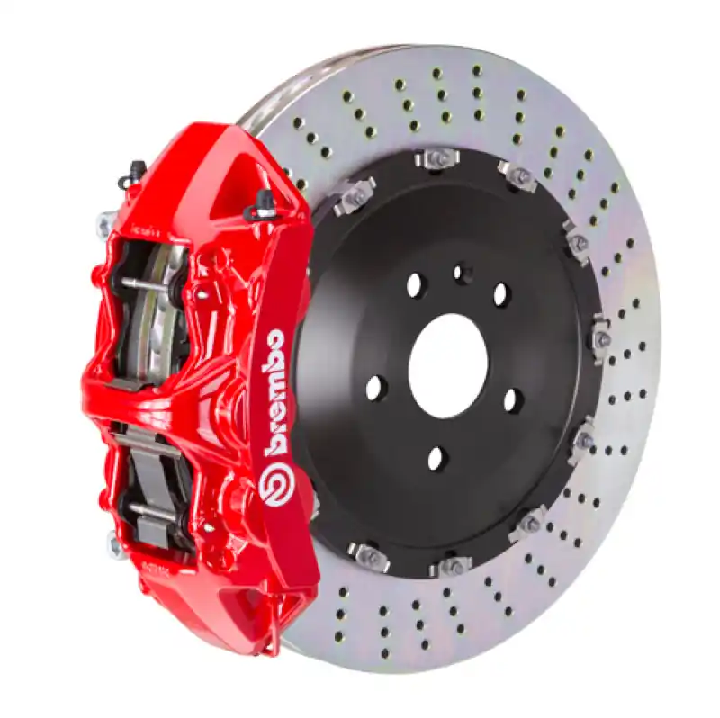 Reduced Price Brembo 16-22 GLC-Class (X253/C253) Front GT BBK 6 Piston Cast 405x34 2pc Rotor Drilled-Red